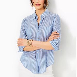 Lilly Pulitzer Sea View Button Down in Oxford Stripe